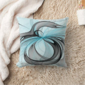 抽象芸術無煙炭グレイモダンブルーフラクタルアート クッション (ブランケット)