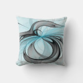 抽象芸術無煙炭グレイモダンブルーフラクタルアート クッション (正面)
