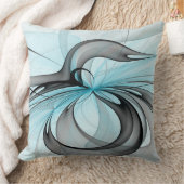 抽象芸術無煙炭グレイモダンブルーフラクタルアート クッション (ブランケット)