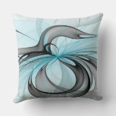 抽象芸術無煙炭グレイモダンブルーフラクタルアート クッション (裏面)