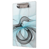 抽象芸術無煙炭グレイモダンブルーフラクタルアート クリップボード (左)