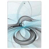 抽象芸術無煙炭グレイモダンブルーフラクタルアート クリップボード (裏面)