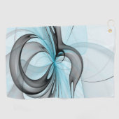 抽象芸術無煙炭グレイモダンブルーフラクタルアート ゴルフタオル (横)