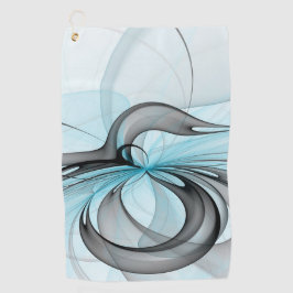 抽象芸術無煙炭グレイモダンブルーフラクタルアート ゴルフタオル