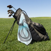 抽象芸術無煙炭グレイモダンブルーフラクタルアート ゴルフタオル (グリーン)