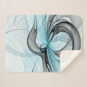 抽象芸術無煙炭グレイモダンブルーフラクタルアート シェルパブランケット (正面(横))