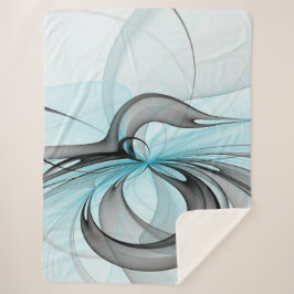 抽象芸術無煙炭グレイモダンブルーフラクタルアート シェルパブランケット