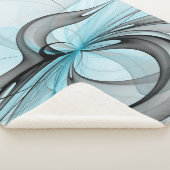 抽象芸術無煙炭グレイモダンブルーフラクタルアート シェルパブランケット (3/4)