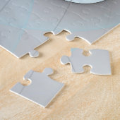 抽象芸術無煙炭グレイモダンブルーフラクタルアート ジグソーパズル (側面)