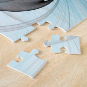 抽象芸術無煙炭グレイモダンブルーフラクタルアート ジグソーパズル (側面)