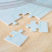 抽象芸術無煙炭グレイモダンブルーフラクタルアート ジグソーパズル (側面)