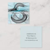 抽象芸術無煙炭グレイモダンブルーフラクタルアート スクエア名刺 (正面/裏面)