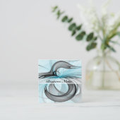 抽象芸術無煙炭グレイモダンブルーフラクタルアート スクエア名刺 (スタンド正面)