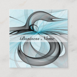 抽象芸術無煙炭グレイモダンブルーフラクタルアート スクエア名刺