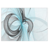 抽象芸術無煙炭グレイモダンブルーフラクタルアート テーブルクロス (正面(横))