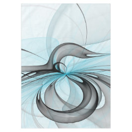 抽象芸術無煙炭グレイモダンブルーフラクタルアート テーブルクロス