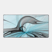 抽象芸術無煙炭グレイモダンブルーフラクタルアート デスクマット (正面)