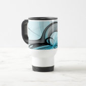 抽象芸術無煙炭グレイモダンブルーフラクタルアート トラベルマグ (正面左)