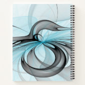 抽象芸術無煙炭グレイモダンブルーフラクタルアート ノートブック (裏面)