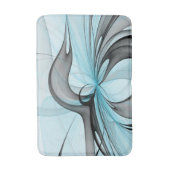 抽象芸術無煙炭グレイモダンブルーフラクタルアート バスマット (正面縦)