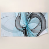 抽象芸術無煙炭グレイモダンブルーフラクタルアート ビーチタオル (正面)