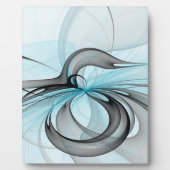 抽象芸術無煙炭グレイモダンブルーフラクタルアート フォトプラーク (正面)