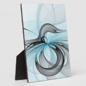 抽象芸術無煙炭グレイモダンブルーフラクタルアート フォトプラーク (側面)