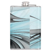 抽象芸術無煙炭グレイモダンブルーフラクタルアート フラスク (裏面)