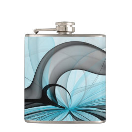 抽象芸術無煙炭グレイモダンブルーフラクタルアート フラスク
