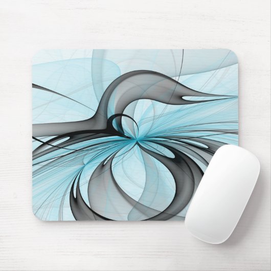 抽象芸術無煙炭グレイモダンブルーフラクタルアート マウスパッド (マウス)