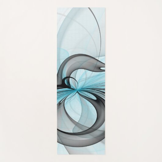 抽象芸術無煙炭グレイモダンブルーフラクタルアート ヨガマット (正面)