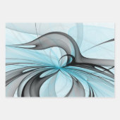 抽象芸術無煙炭グレイモダンブルーフラクタルアート ラッピングペーパーシート (正面2)