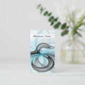 抽象芸術無煙炭グレイモダンブルーフラクタルアート 名刺 (スタンド正面)