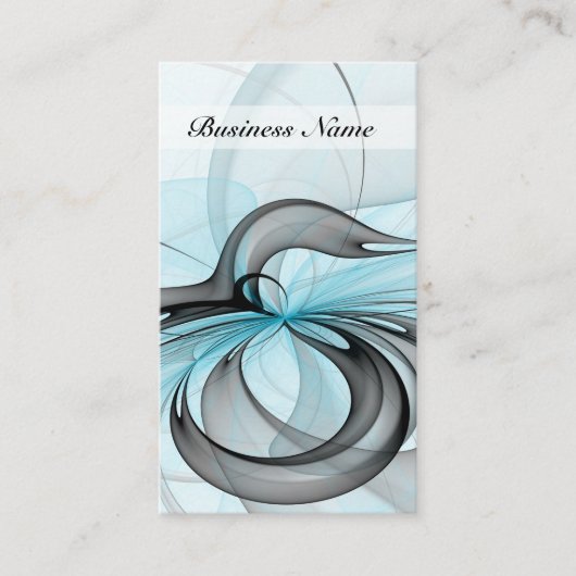 抽象芸術無煙炭グレイモダンブルーフラクタルアート 名刺 (正面)
