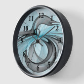 抽象芸術無煙炭グレイモダンブルーフラクタルアート 壁時計 (傾斜)