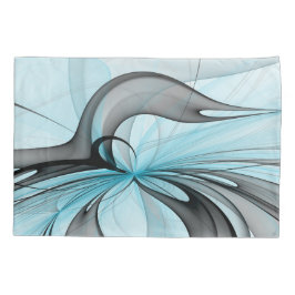 抽象芸術無煙炭グレイモダンブルーフラクタルアート 枕カバー