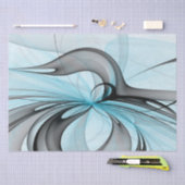 抽象芸術無煙炭グレイモダンブルーフラクタルアート 薄葉紙 (クラフト)