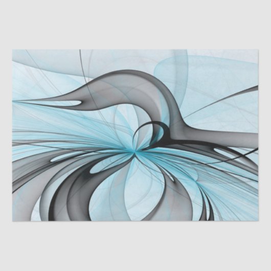 抽象芸術無煙炭グレイモダンブルーフラクタルアート 薄葉紙 (正面)