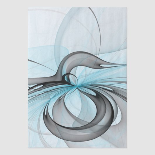 抽象芸術無煙炭グレイモダンブルーフラクタルアート 薄葉紙 (正面)