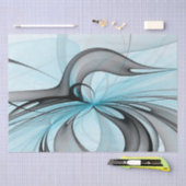 抽象芸術無煙炭グレイモダンブルーフラクタルアート 薄葉紙 (クラフト)