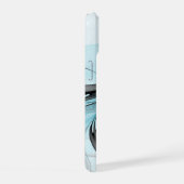 抽象芸術無煙炭グレイモダンブルーフラクタルアート iPhone 15ケース (右側面)