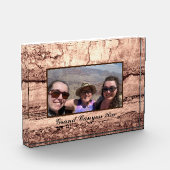 抽象芸術焼きシエナ大理石パーソナライズされた花崗岩 フォトブロック (左)