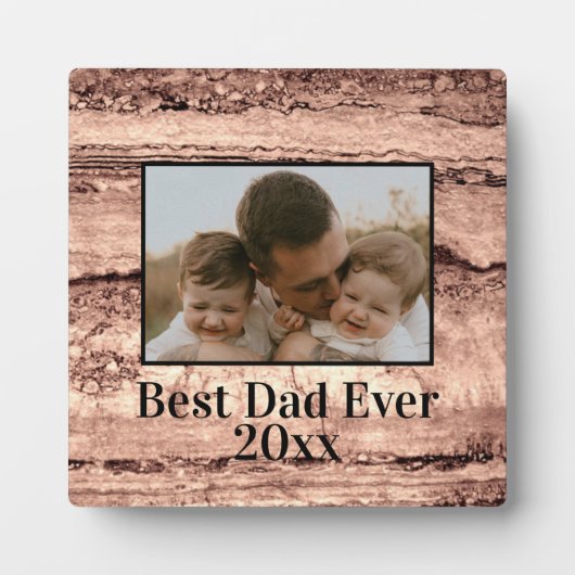 抽象芸術焼きシエナ大理石パーソナライズされた花崗岩 フォトプラーク (正面)