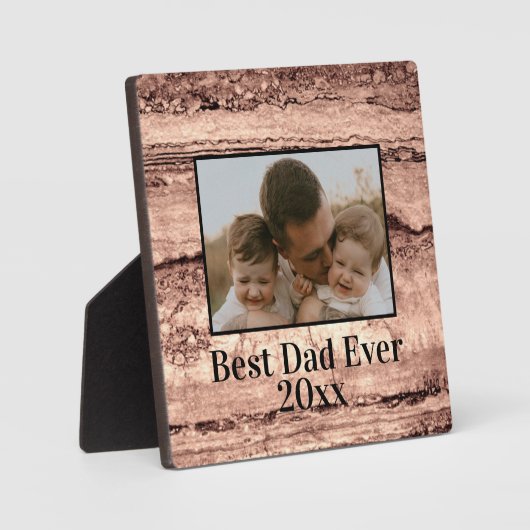 抽象芸術焼きシエナ大理石パーソナライズされた花崗岩 フォトプラーク (正面)