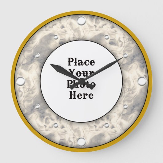 抽象芸術煙フレームあなたのフォトウォール時計 ラージ壁時計 (正面)