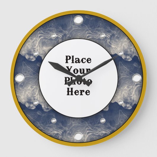 抽象芸術煙フレームあなたのフォトウォール時計 ラージ壁時計 (正面)