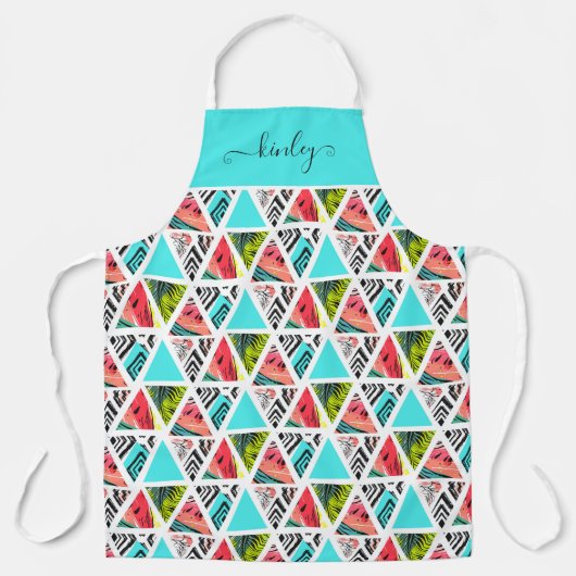 抽象芸術熱カラフル帯パターン エプロン (正面)