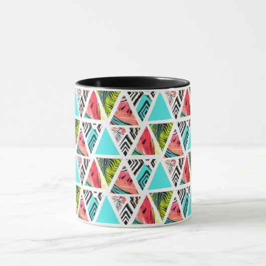 抽象芸術熱カラフル帯パターン マグカップ (中央)