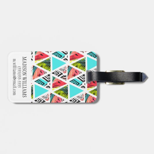 抽象芸術熱カラフル帯パターン ラゲッジタグ (裏面横)