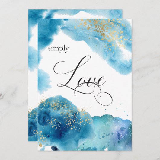 *～*抽象芸術熱帯ビーチグリッター結婚波 招待状 (正面/裏面)